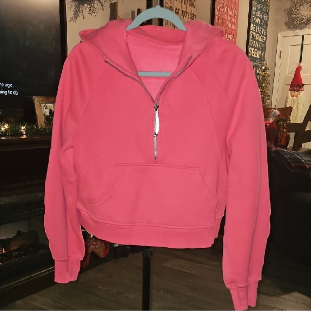 Lululemon Lip Gloss Pink Half Zip Hooded Scuba RARE XS/S